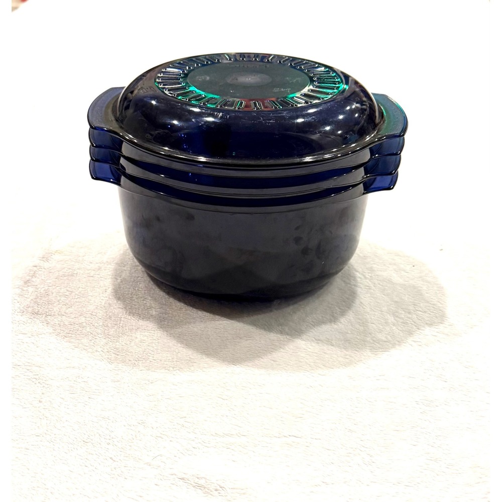 Tupperware TupperWave Stack Cooker Cobalt Blue 5 Piece Set Microwave 3Qt 1.75Qt